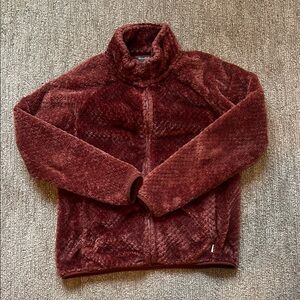 Women's Burgundy Plush Fleece Jacket